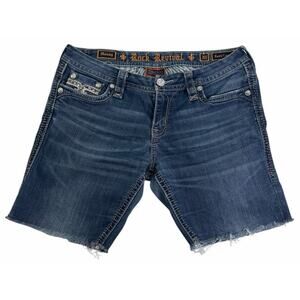 Womens Rock Revival Cut Off Jean Shorts Size 30 Maisky Denim Embellished Pockets